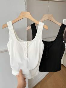 SHEIN EZwear 黑白针织弹力吊带背心多件装 - 彩色 - 查看 8