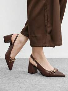 CUCCOO BIZCHIC Women's Burgundy Thick Heel Pumps, Classic Minimalistic Design, Suitable For Commuting, Dating, Party, Holiday, Wedding For Christmas Spring Shoes - red brown - View 5