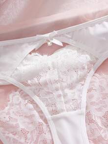 Bragas elegantes y sexys de encaje blanco con lazo - Blanco - Ver 7