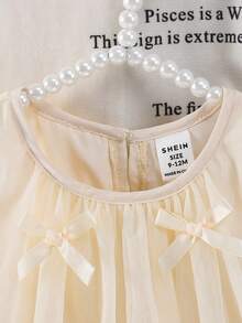 SHEIN Une robe bébé fille élégante en maille tissée de couleur unie, col rond, sans manches. Convient pour les mariages, les anniversaires, les rassemblements, les fêtes, les sorties et autres occasions. Robe d'été élégante - Kaki - Voir 7