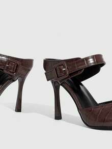 CUCCOO SZL Women's Pointed Toe Buckle Design Everyday Commute Fashion High Heel Sandals Valentine's Day - Black - View 6