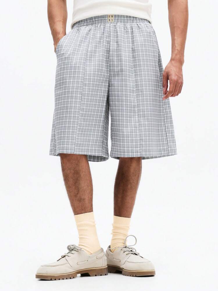 Checked Bermuda Shorts With Elastic Waist