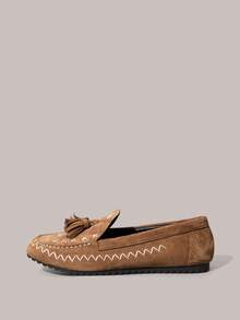 Styleloop Women's Casual Tassel Decor Fashion Flat Shoes, Versatile Valentine's Day - Brown - View 2