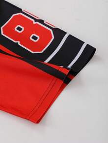 ROMWE MEN 男士撞色V领休闲短袖T恤 - 黑色 - 查看 6