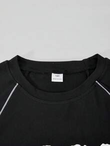 Sparklyn Bộ 2 món áo thun và quần dài kiểu dáng thường ngày dành cho nữ tuổi teen, in hình ngôi sao trắng trên ngực, dây rút trang trí màu trắng, thích hợp cho đi dạo, mua sắm, đi học, có thể phối cùng áo khoác hoặc áo vest. - màu đen - Xem 8