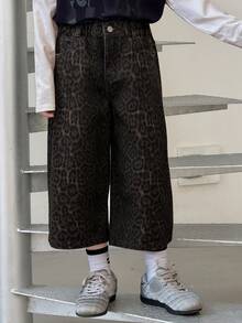 DAZY Tween Boy Casual Retro Leopard Print Denim Jeans - Brown - View 7
