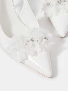 CUCCOO HITCHD 女士尖头细高跟白色套脚高跟鞋，简约时尚高跟鞋，适合婚礼、派对、宴会等场合 - 白色 - 查看 5