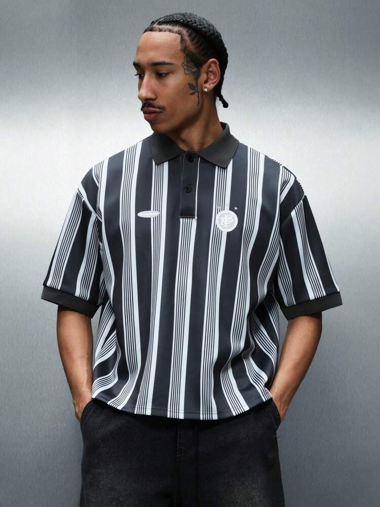 PLAYBOY X SUMWON Regular Fit Vertical Striped Polo Shirt