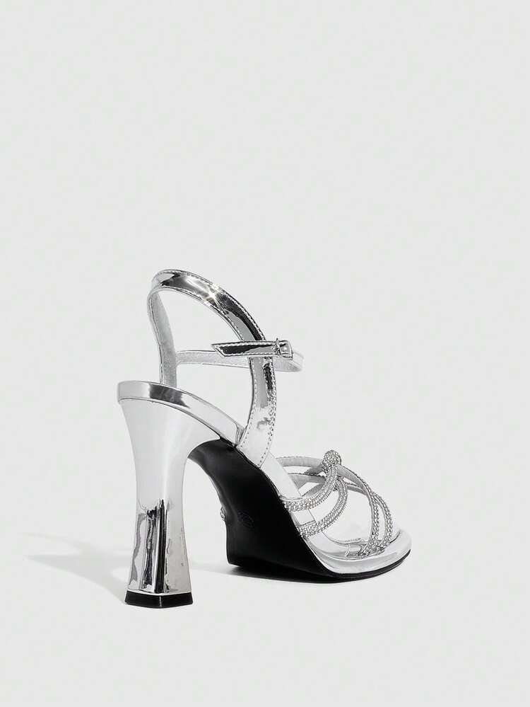 CUCCOO SZL Women's Fashionable Elegant Crystal Decorated High Heel Sandals