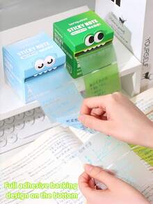 Zazumi Big Mouth Monster Design Pull Tab Sticky Notes Cute Pearl Finish Transarent Stationery Gift For Students Holiday Season Birthday Gift Ideas Must Haves - Multicolor - View 3