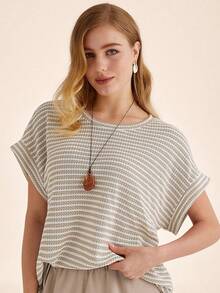 Parysyn 大号梭织休闲夏季两件套 - 杏色 - 查看 4