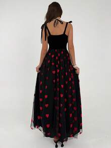 Rafferiza Women's Black Summer Elegant Lace Heart-Shaped Embroidery Strapless Halter Top And Skirt Set,Birthday Party Valentine's Day Wedding Banquet Fashion - Black - View 2