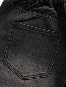 Maija Quần jeans ống rộng dáng suông, đính đá, thời trang thường ngày cho nữ, thích hợp đi làm, phong cách đường phố. - Rửa trung bình - Xem 4