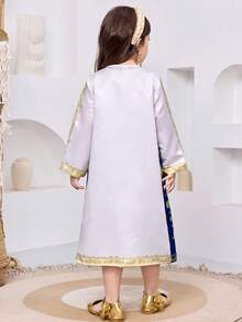 SHEIN Conjunto de 2 piezas para niña joven con cárdigan elegante decorado con pedrería y vestido de cuello en V - Multicolor - Ver 2