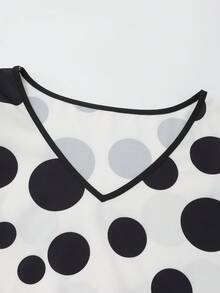 GlowEve Áo sơ mi nữ tay ngắn chấm bi, thanh lịch cho ngày thường, phong cách Pháp giản dị, đa năng cho công sở, kỳ nghỉ, màu đen trắng, hàng mới về đầu xuân/hè. - Nhiều màu - Xem 4