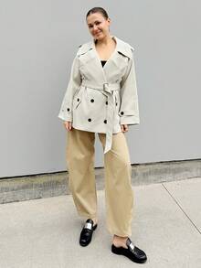 Kuleshova Women's Fashionable & Elegant Double-Breasted Belted Trench Coat French Style Clothes Women Trench Coat Trench Coat Women In Fall/Winter,Cozy Fall And Winter Clothes For Women - Grey - View 1