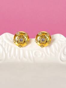 Glisma Retro Italian Style Elegant Artistic Niche Earrings,Old Money,Outfits,Classy,Metallic/Texture,Vintage,Elegant,For Mom/Women/Girl/Mother,Gemstone,Valentine's Day,Gift - Gold - View 5