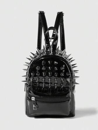 Grunge Punk Nische Design Nieten Quasten Plissee Doppelschultergurt Tasche, Punk Street Style