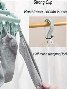 SHEIN 1 件可旋转 32 夹塑料晾衣架 - 节省空间的可折叠衣架，适用于袜子、内衣和小件衣物，非常适合卧室、浴室、衣柜、宿舍储物和洗衣房整理 - 彩色 - 查看 3