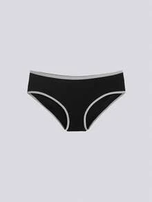 Loungeista 3入組運動風格和極簡主義風格的女孩中腰三角設計黑白日本風內褲 - 黑與白 - 查看 6