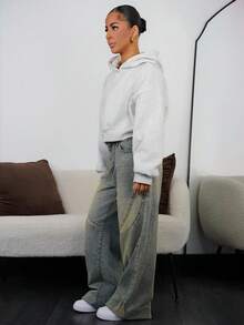 SAYEHFBABY 女式简约前扣口袋休闲牛仔裤 - 藍色 - 查看 5