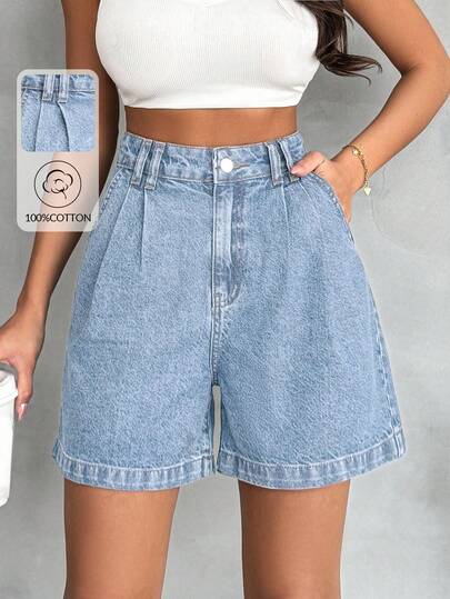 EURMUSE Plus Size High Waist Casual Denim Shorts, Summer