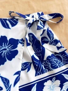 Soleia Women's Floral Print Off Shoulder Short Sleeve Top And Skort Fashion 2-Piece Set Carnival, - Multicolor - View 5