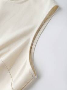 GlowEve 女士纯色腰部收褶A字迷你裙，优雅百搭，适合日常、度假、复古法式风、通勤、时尚场合，也适合情人节、约会、街头穿搭，杏色/米色，春夏新款 - 杏色 - 查看 7