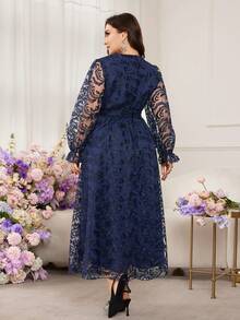 Seusyu Elegant Lace Navy Blue Blue Fitted Luxury High-End Romantic ...