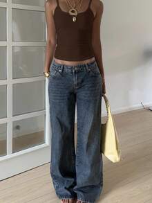 SHEIN EZwear 夏季休闲纯色修身吊带背心女式上衣性感棕色棕色上衣棕色背心女式巧克力棕色上衣巧克力棕色背心棕色泳衣上衣棕色夏季上衣性感女式上衣棕色皮质上衣女式背心露脐背心女式性感上衣女式马甲上衣可爱上衣女式夏季上衣女士紧身衣 - 巧克力棕 - 查看 5