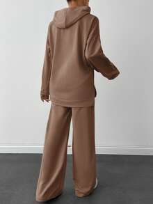 EURMUSE Light Grey Two Thread Sweatshirt And Sweatpant With Label Detail - Chocolate Brown - View 2