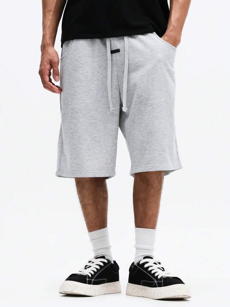 Drawstring Fleece Bermuda Shorts With Side Pockets
