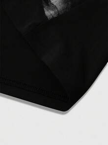 PAVTROS Camiseta de manga corta con cuello redondo y estampado gráfico minimalista para hombres - Negro - Ver 5
