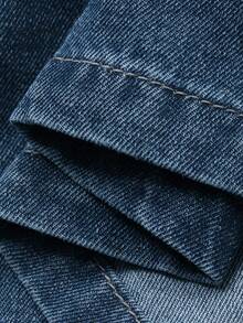 FRIFUL Women's Casual Washed Criss-Cross Hooded Denim Top - Blue - View 8