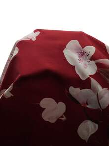 Momance Vestido de maternidad elegante y romántico con cuello redondo, mangas con volantes y estampado digital ajustado - Rojo - Ver 8