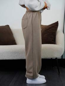 SAYEHFBABY 水洗阔腿慢跑裤，适合度假、机场休闲、夏季、毕业典礼、返校、毕业典礼、教师节等场合，也适合女性、秋季、冬季和圣诞节穿着。 - 棕色 - 查看 4