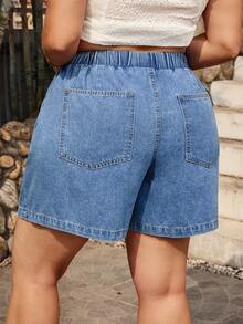 Breezaya Plus Size Women's Vintage Washed Denim Shorts, Spring/Summer - Light Wash - View 2