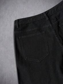 Manfinity Denimwave American Distressed Rhinestone Flame Embellished Jeans - Black - View 8