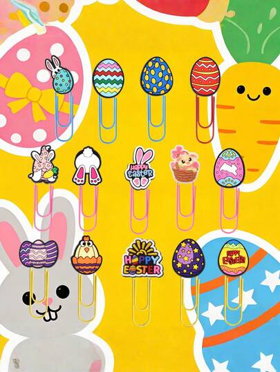 Joivida 1/10/20个文化创意小礼品奖励文具书页夹彩色鸡蛋卡通回形针书签