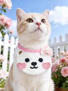PETSIN 1 Piece Pet Cute Cartoon Bib, Pet Dog And Cat Three-Dimensional Knitted Cute Cartoon Embroidered Bib, Adjustable Neck Circumference, Pet Accessories, Pet - Multicolor - View 11
