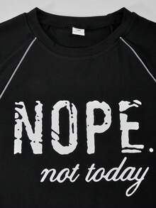 Sparklyn Bộ 2 món áo thun và quần dài kiểu dáng thường ngày dành cho nữ tuổi teen, in hình ngôi sao trắng trên ngực, dây rút trang trí màu trắng, thích hợp cho đi dạo, mua sắm, đi học, có thể phối cùng áo khoác hoặc áo vest. - màu đen - Xem 3