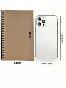 STONEGO 1PC B6 Sketchbook ,Soft Cover Spiral Notebook Kraft Cover Blank Sketch Pad,100 Pages/ 50 Sheets Kraft Cover Blank Sketch Pad For Sketching, Writing And Journal Refill,Black Card Paper Cover White Inside Pages - Black and White - View 6