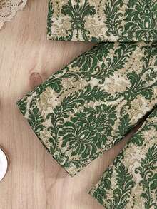 SHEIN Baby Girl Casual Floral Print Ruffle Armhole Top And Wide Leg Pants Set, Spring/Summer/Autumn - Green - View 5