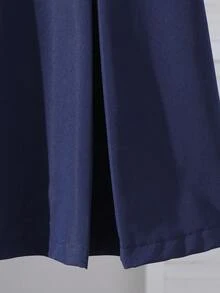 SHEIN Girls' Casual Minimalist Fashion Side Bow Skirt, Navy Blue Waist Skirt With Bowknot Design On Side, Suitable For Commuting And Daily Activities - Navy Blue - View 6