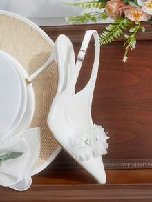 CUCCOO HITCHD 女士尖头细高跟白色套脚高跟鞋，简约时尚高跟鞋，适合婚礼、派对、宴会等场合 - 白色 - 查看 6