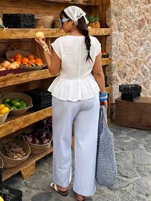 Weeklong Blusa/camisa casual de mujer con parches de encaje de unicolor - Blanco - Ver 2