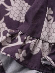 DAZY Floral All-Over Print Loose Women's Sleepwear Jumpsuit - Purple - View 9