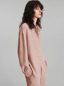 Ontre 2026 Summer Women's 2-Piece Outfit, Daily Casual Home Wear, Beach Vacation Outfit - Long Pants + Long Sleeve Shirt Set, Brunch Outfit, Music Festival Set, Elegant 2-Piece Summer Suit, Party & Business Casual Wear - Pink - View 4