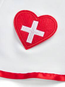 Valentine's Day Women's Sexy Contrast Color Nurse Costume 2-Piece Set - Red and White - View 8