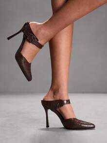 CUCCOO SZL Women's Pointed Toe Buckle Design Everyday Commute Fashion High Heel Sandals Valentine's Day - Black - View 8